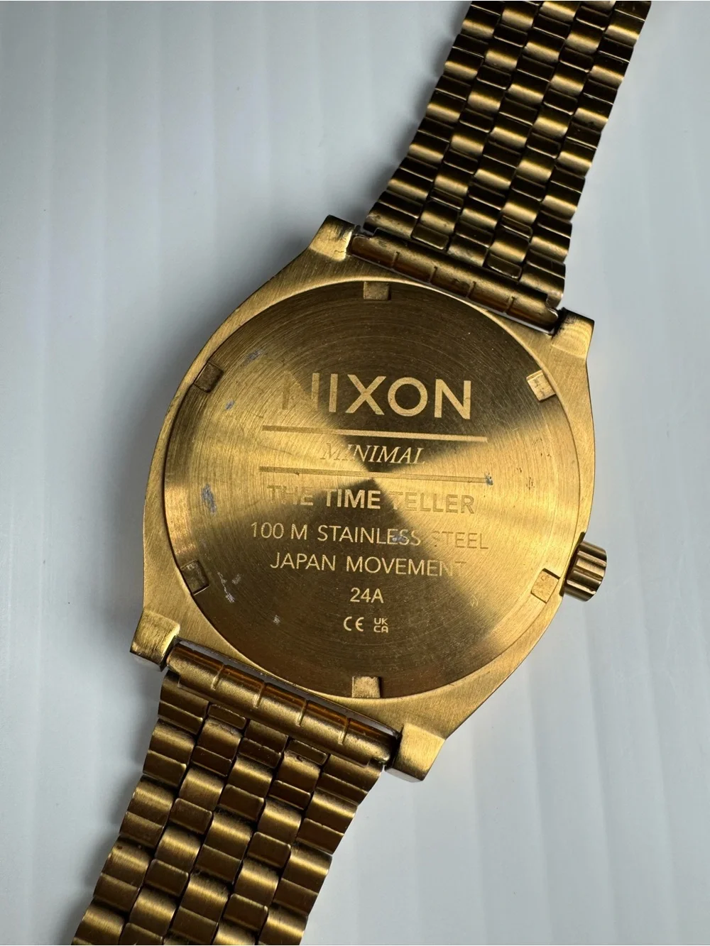 Nixon Time Teller Gold/Oxblood/Sunray Bracelet Watch - new battery & operational